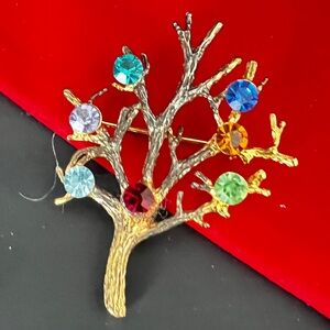 Colorful Sterling Silver Tree Brooch